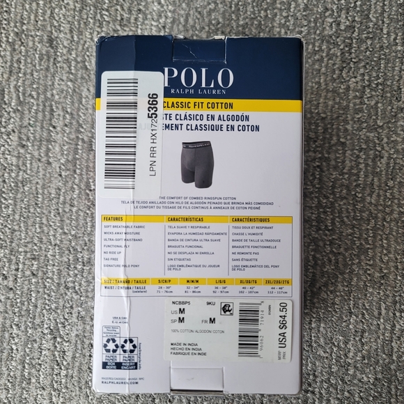 NIB Polo Ralph Lauren 5-Pack Classic Fit Cotton Boxer Brief Size Medium - Picture 4 of 8